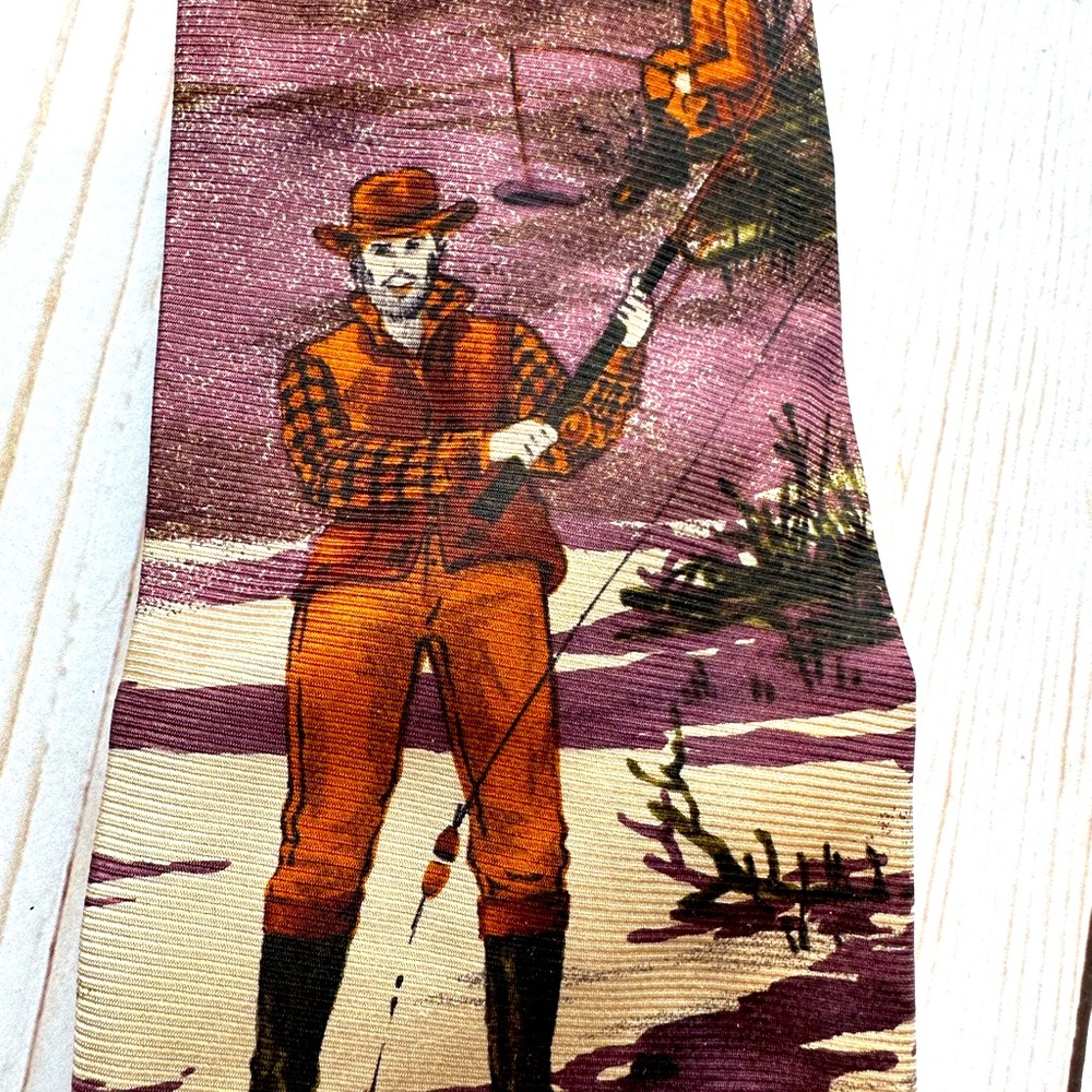 Nautica Fishermen/ Fishing silk tie. Hand printed in Italy using 100% silk.